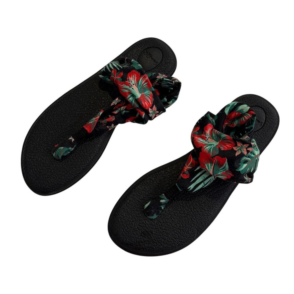 Sanuk Yoga Sling Shoes Womens 10 Multicolor Tropical Print Sandals Comfortable